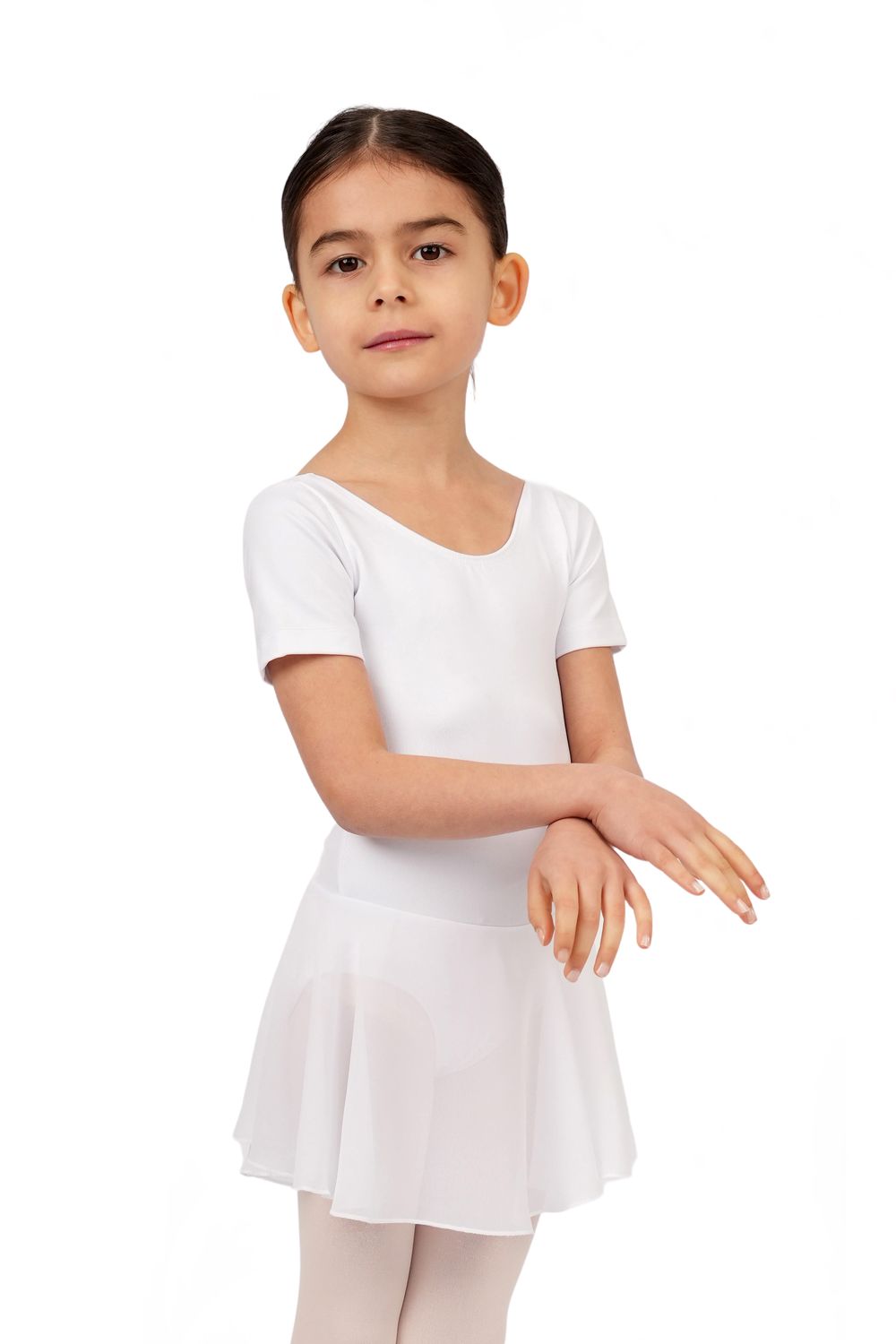 Etekli Askılı Çocuk Bale Mayosu R3041 – Beyaz