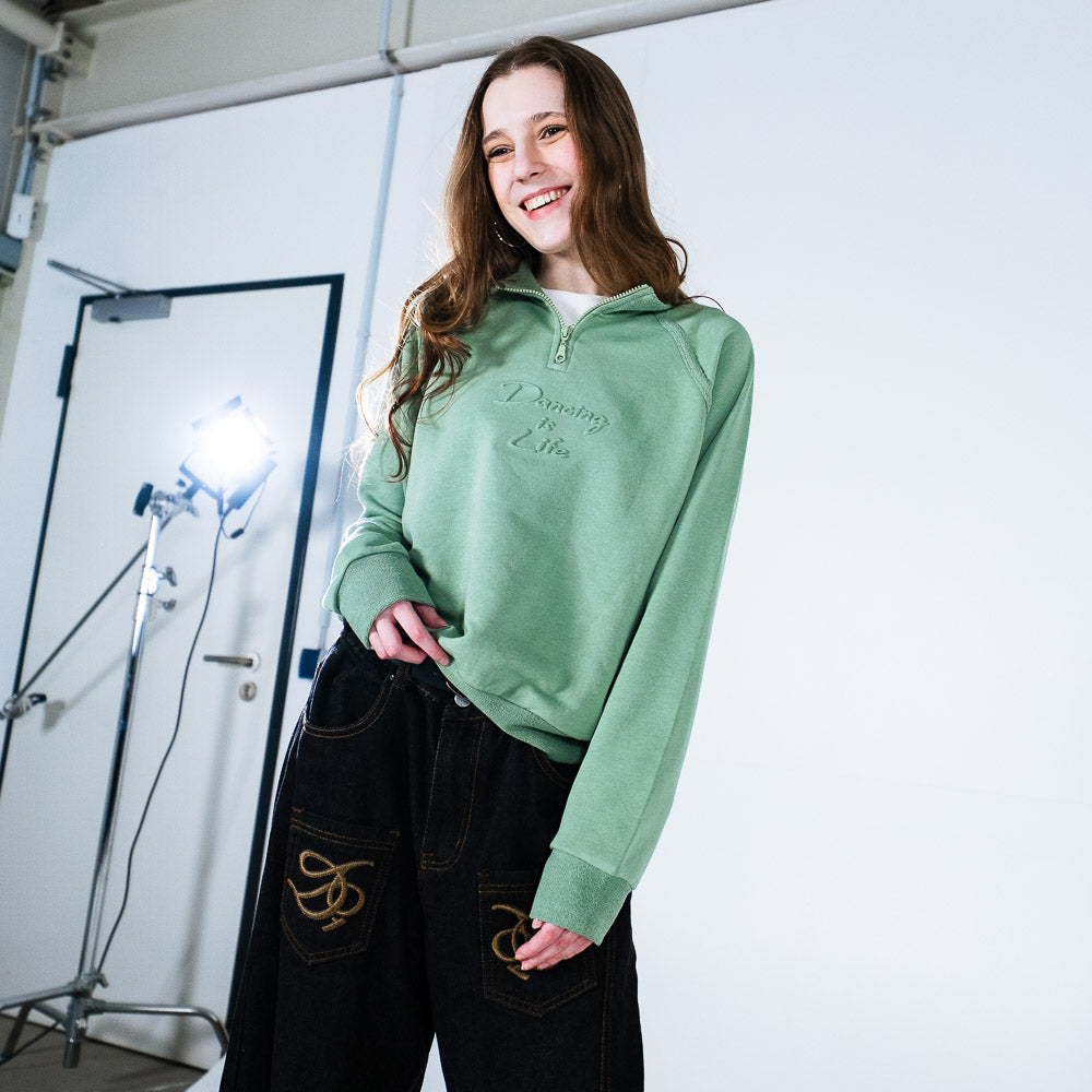 Yarım Fermuarlı Sweatshirt R4018 – Yeşil